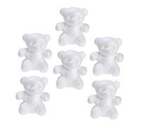 Hohopeti Lot de 6 Modèles D’Ours en Mousse Blanche pour Loisirs Créatifs Accessoires de Bricolage à Peindre Décoration de Fleur et Activités Manuelles Petite Taille Pack Créatif
