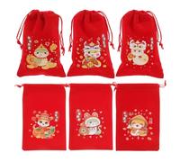 Hohopeti Lot De 6 Paquet Présents Rouges Chine à Cordon 10x16 Cm Motif Année Du Serpent 2025, Paquet à Bonbons Tissu Solide Pour Nouvel An Chinois, Mariage Et Fêtes Traditionnelles