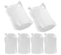 Hohopeti Lot de 6 Sachets Rechargeables Compressibles 1L Bec Incliné Blanc Laiteux Pochettes de Voyage pour Cosmétiques et Produits de Toilette pour Shampoing Lotion et Gel