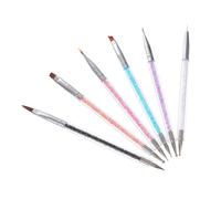 Hohopeti Lot de 6 Stylos Pinceaux pour Nail Art Double Tête, Manche Acrylique Solide, Stylo de Manucure Précis pour Dessin et Décoration D’ongles, Accessoires Essentiels pour Soins