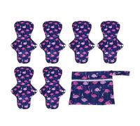 Hohopeti Lot de 7 set de Serviettes Hygiéniques Lavables Réutilisables en Bambou et Charbon de Bois Taille L Super Absorbantes avec Ailettes et Boutons Fixes Pliables et Légères pour