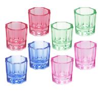 Hohopeti Lot de 8 Coupelles Octogonales en Verre Coloré, Tasses Multifonctions pour Manucure Professionnelle, Accessoires pour Ongles, Porte-liquide Stable et Résistant, Couleur Aléatoire