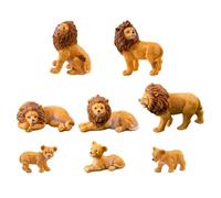 Hohopeti Lot de 8 Figurines Miniatures en Résine de Lions Décorations Animales pour Mini-Jardin Ornements Extérieurs et Intérieurs Statuettes Lionceau pour Bureau Balcon et Pelouse