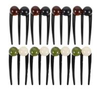 Hohopeti Lot de 8 Pinces à Chignon Chinoises à Trois Dents Perles Vertes et Brunes Accessoires Légers pour Cheveux Longs Maintien Antidérapant pour Mariages Soirées et Coiffures