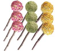 Hohopeti Lot de 9 Jouets à Mâcher pour Petits Animaux Bâtonnets et Sucettes en Assortiment 3X Rose 3X Souci Favorisant la Santé Dentaire des Lapins Cobayes et Hamsters