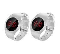 Hohopeti Montre Électronique LED pour Noël et Saint-Valentin Design Fin en Plastique Blanc, Facile à Lire Porter Lot de 2 Montres Numériques pour Garçon et Filles Garçon Fille
