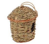 Hohopeti Nid D’Oiseau Tissé Main en Gazon Naturel Respirant, Nichoir Décoratif pour Perruches et Perroquets, Nid Artisanal Solide pour Cage, Accessoire Ornements et Reproduction Oiseaux