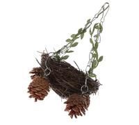 Hohopeti Nid en Rotin Naturel Suspendu pour Oiseaux Balançoire Intégrée, Jouet à Mâcher Créatif Et Confortable, Accessoire pour Cages Oiseaux, pour Perroquets De Toutes Tailles