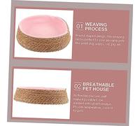 Hohopeti Nid Rond Rotin Tressé pour Chat et Chien Lit Aux Griffures Coussin de Confortable pour Animaux Petit Modèle Rose Lavable et Adapté à Intérieur