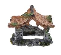 Hohopeti Ornement Aquarium Résine Maison Chaumière Cachette pour Crevettes et Poissons Abri Simulateur sous Marin Décoratif Compact à Eau pour Réservoir Eau Douce