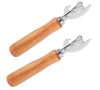 Hohopeti Ouvre-boîte Manuel 2 Pièces avec Poignée en Bois, Acier Inoxydable, Multifonction pour Bouteilles et Couvercles, Compact et Pratique Cuisine et Camping
