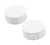 Hohopeti Palette de Blush Portable Blanche 2 Pièces, Poudrier Vide 3 Couches avec Miroir Intégré et Housse pour Houppette, Boîte à Fards à Paupières Compacte pour Maquillage Voyage