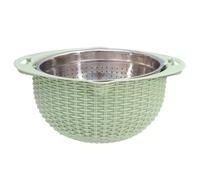 Hohopeti Panier Cuisine avec Couvercle Râpe Multifonction à Double Couche en Acier Inoxydable Panier de Fruits et Légumes pour Lavage et Rangement à Domicile