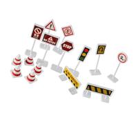 Hohopeti Panneaux de Signalisation Routière Miniatures 6 Pièces en Plastique Coloré Simulation de Barrage Routier Éducative pour Garçon et Filles Cônes de Signalisation et Barrières pour