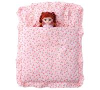 Hohopeti Paquet de Couchage Miniature Fraise pour Poupée Literie Rose en Tissu Doux Ensemble Accessoire Décoratif pour Maison de Poupée Usage Intérieur