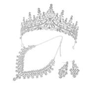 Hohopeti Parure de Bijoux Mariage Femme avec Couronne Collier et Boucles Oreilles Alliage Argenté de Cristaux Coffret Élégant pour Mariée et Soirée
