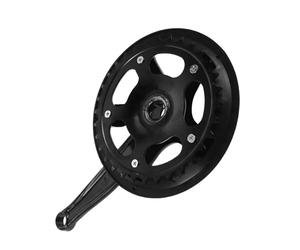 Hohopeti Pédalier Monovitesse 32 Dents pour VTT avec Manivelle à Carré et Protège-chaîne Intégré, Plateau en Alliage Résistant, Compatible Vélo Urbain et Loisirs Plein Air, Ensemble