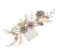 Hohopeti Peigne à Cheveux de Mariage Doré Orné de Perles, Fourche à Cheveux Décorative pour Coiffure de Mariée, Accessoire Élégant pour Soirée, Banquet et Cérémonie, Usage Quotidien