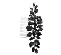 Hohopeti Peigne à Cheveux de Mariage Noir Orné de Strass, Accessoire Léger et Confortable pour Mariée et Demoiselles D’honneur, Coiffure Élégante Adaptable, Peigne Latéral pour Cérémonie