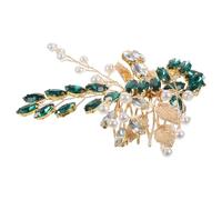 Hohopeti Peigne à Cheveux de Mariée en Métal Strass Bleus et Feuilles Argentées, Accessoire Décoratif Latéral pour Mariage, 1 Pièce, pour Coiffures de Cérémonie et Demoiselles D’honneur