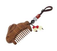 Hohopeti Peigne en Bois de Santal Naturel Sculpté Mini Peigne Vintage Compact pour Femme Portable avec Gravure Chinoise Traditionnelle Accessoire Coiffure et Porte-Clés Élégant