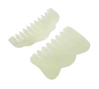 Hohopeti Peigne en Jade Gua Sha 2 Pièces Taille N°1 et N°6 pour Massage du Cuir Chevelu et Visage, Outil de Massage Portable Doux et Robuste, Soin Capillaire et Relaxation Quotidienne