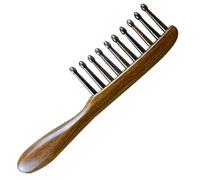 Hohopeti Peigne Massage Bois Naturel à Dents Larges Peigne Démêloir Confortable pour Chevelu Massage Relaxant pour Cheveux Bouclés et Raides Usage Familial et Voyage