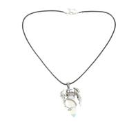Hohopeti Pendentif Dragon en Alliage Cuivre Plaqué Blanc K, Cristal Naturel Double, Unisexe, Bijou de Cou pour Femmes et Hommes, Style Rétro Chaîne Cireuse Réglable, Taille Standard