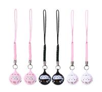 Hohopeti Pendentifs Maneki Neko Cuivre avec Clochettes Lot de Breloques Chanceuses pour Téléphone et Accessoires Ornements Chat Fortune Rose Blanc Noir
