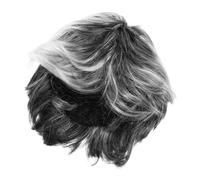 Hohopeti Perruque Grise Courte Père Costume Homme Cheveux Synthétiques Réalistes pour Fête Cosplay et Spectacle Accessoire de Déguisement Halloween