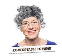 Hohopeti Perruque Old Lady Grise Courte Synthétique Pour Femme Cheveux Bouclés Accessoire Cosplay Et Déguisement Halloween Résistante Et Confortable Pour Performance Scénique