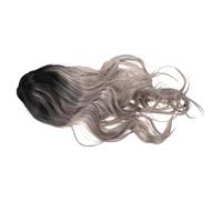 Hohopeti Perruque Synthétique pour Femme Longue Ondulée et Bouclée Look Naturel Résistante Chaleur avec Filet à Boucles Style Dégradé Noir-gris pour Cosplay Fêtes et Usage Quotidien