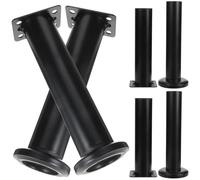 Hohopeti Pied de Meuble Réglable 18-30 Cm Noir 4 Pcs Base Antidérapante, Support Central pour Cadre de Lit et Sommier, Rehausseur Robuste pour Canapé, Armoire, Table Basse, Bureau