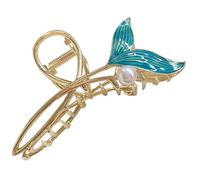 Hohopeti Pince à Cheveux Métal Queue de Poisson Bleu Large Accessoire Coiffure Femmes et Antidérapante pour Tenue Élégante Quotidien