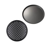 Hohopeti Plaque à Pizza Multifonction 29 CM en Acier Inoxydable, Ensemble de 2 Plaques Perforées pour Four à Pizza Intérieur, Fournitures de Boulangerie et Usage Familial