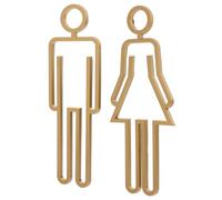 Hohopeti Plaque de Porte Toilettes Imitation Métal Doré Panneau Signalétique Salle de Bain Unisexe Plaque Identification Toilette Abs Décoration Murale Claire et Élégante