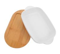 Hohopeti Plat à Four Céramique avec Base Plat de Cuisson Rectangulaire pour Gratin Lasagnes et Rôtis Vaisselle de Cuisine Résistante Chaleur avec Poignées Doubles Facile à Nettoyer