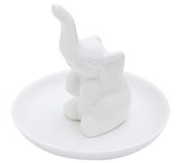 Hohopeti Plateau à Bijoux Éléphant en Céramique Blanche 10 CM Plat de Présentation pour Bagues et Bracelets Organisateur Décoratif pour Coiffeuse et Rangement de Petits Bijoux
