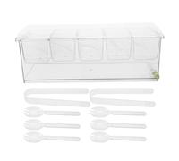 Hohopeti Plateau à Condiments Réfrigéré avec Couvercle 5 Compartiments en Plastique Transparent pour Service Buffet Fruits et Garnitures Plateau de Service Multifonction pour Bar Cuisine