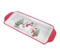 Hohopeti Plateau à Dessert en Céramique Nordique à Double Poignée Assiette à Fruits à Motifs de Noël Plateau de Service pour Steak Pizza et Amuse-Gueules pour Fêtes et Occasions