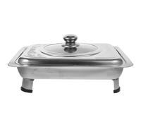 Hohopeti Plateau Rectangulaire en Acier Inoxydable avec Couvercle Plat Buffet 1 Pièce Plaque Alimentaire Résistante Adaptée pour Restauration Collective et Conservation des Aliments