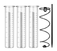 Hohopeti Pluviomètre Jardin 7 Pouces en Verre avec Piquet en Spirale Métallique, Lot de 3 Set de Pièces Incluant 2 Tubes de Remplacement, Instrument Extérieur de Mesure des Précipitations