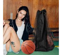 Hohopeti Poche de Rangement pour Ballons de Sport à Forte Capacité Filet à Cordon Ajustable avec Bandoulière Noire pour Football Basketball et Volley-Ball Léger et Facile à Transporter