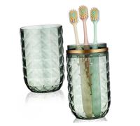 Hohopeti Porte-Brosse à Dents De Voyage Double Gobelet Format Compact Vert Foncé, Étui Robuste Réutilisable, Organisateur Hygiénique pour Camping Et Hôtel, Accessoire Pratique Santé Bucco-Dentaire