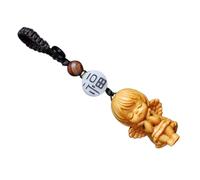 Hohopeti Porte-Clés Ange en Bois Sculpté Ailes, Ornement Suspendu Décoratif Religieux, Pendentif Figurine Miniature, Accessoire Auto Décoratif pour Voiture et Maison, Présent Artisanat