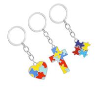 Hohopeti Porte-Clés Autisme Puzzle Quatre Couleurs Lot de 3 Accessoires Suspendus Pratiques pour Garçon et Filles et Sensibilisation