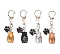 Hohopeti Porte-Clés Urne Funéraire Animaux de Compagnie en Métal Résistant Petit Conteneur Commémoratif pour Poils de Chien et Chat Lot de 4 Pendentifs Souvenir pour Voyage et Usage