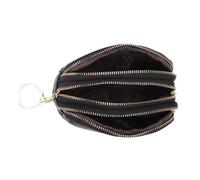 Hohopeti Porte-Monnaie Grosse Capacité Noir Anneau Porte-clés en Cuir de Vachette Confortable Toucher Design à Couches Raisonnable pour Femme