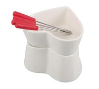 Hohopeti Pot à Fondue Céramique Créatif Chauffe Beurre pour Fruits de Mer Chauffe Fromage Rapide et Compact pour Chocolat Crabe Homard avec Fourchette Élégant Blanc