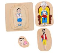 Hohopeti Puzzle Montessori Bois Multicouche pour Garçon Fille Éducatif Cycle de Vie Humain Développement Cognitif et Coordination Manuelle